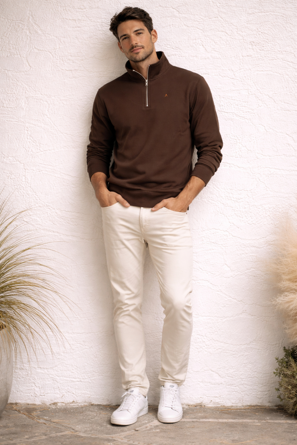 TC MIDWEIGHT QUARTER ZIP (BROWN)
