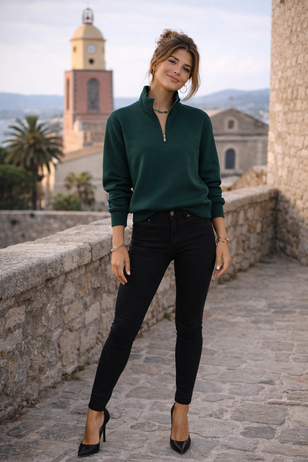 HC Cliffside Heavyweight Organic French Terry Quarter Zip (Pine)