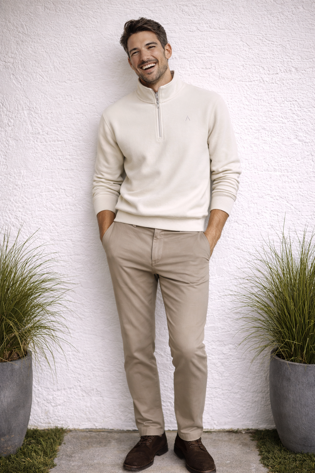 HC Cliffside Heavyweight Organic French Terry Quarter Zip (Parchment)