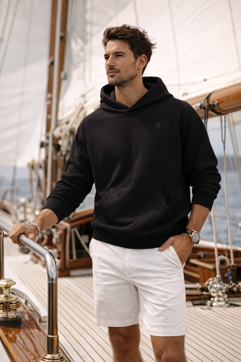 HC Main Mast Heavyweight Organic French Terry Hood (Black)